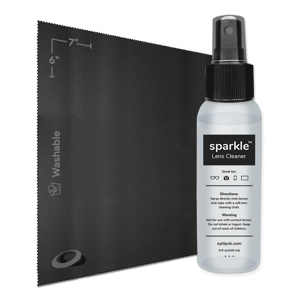 OPTIPAK Sparkle Anti-Reflective Lens Cleaner Spray with Microfiber Cloth for