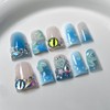 Handmade Press on Nails Short Duck 3D Floral Thick Acrylic