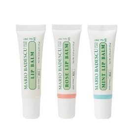 Mario Badescu Bálsamo labial para labios secos y agrietados, paquete trío que incluye menta, rosa y humectante original, cuidado ultra nutritivo para 