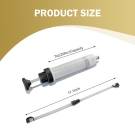 SLIMI 1 PC Car Fluid Extractor Pump, 200cc Oil Change Syringe with 2 Transparent Hose, Multi-purpose Manual Engine Oil Changer, Universal for Most Cars, Trucks, SUVs (White)