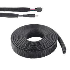 MSLSOZ 10 m Cable Sleeve, Diameter 13 mm (15-29 mm), Black Cable Hose, Cable Protection, Fabric Hose, PET Insulation, Stretchy Braided Cable Hose