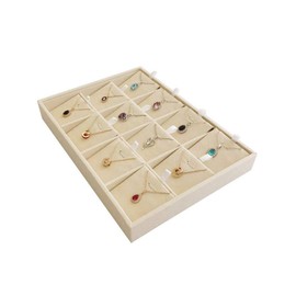 Svea Display Premium Grade Beige Velvet Jewelry Organization Tray for Pendants Necklaces Store Show Tray Drawer Divider Closet Inserts