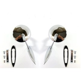 Dynacorn Pair Round Bowtie Teardrop Door Side Mirrors w/ Hardware For 1963-1964 Impala