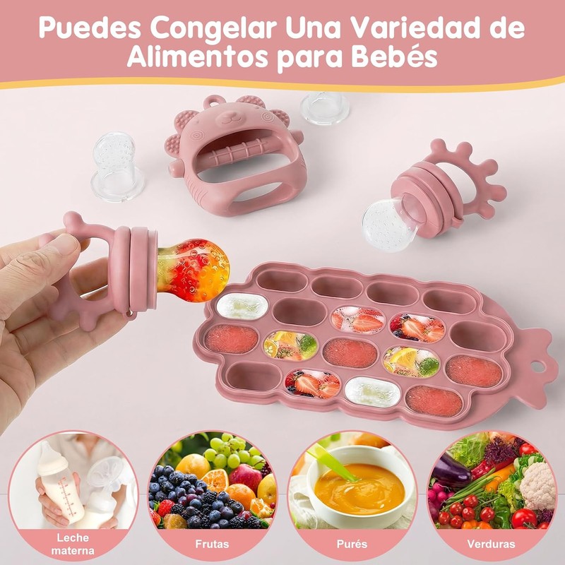 Guante de Dentición de Silicona para Bebés, Chupon para Frutas