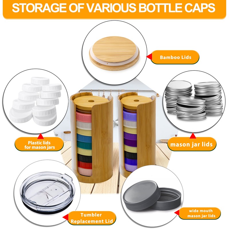 QOOMABA Mason Jar Lid Organizer (2pcs), Mason Jar Lid Storage