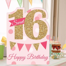 Big Dot of Happiness Sweet 16 - Happy 16th Birthday Giant Greeting Card - Big Shaped Jumborific Card - 16.5 x 22 inches