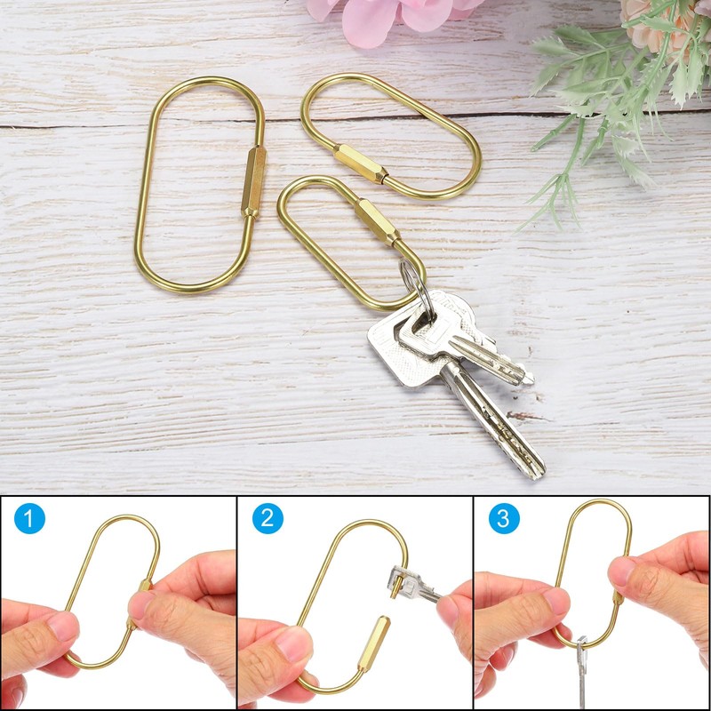 [PATIKIL] Brass Key Ring Set of 2 6mm Open Width