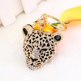 Pssopp Crystal Leopard Head Keychain, Keyring Ring, Charm Purse Bag Pendant, Keychain Handbag Decoration, Crafts, Defult.