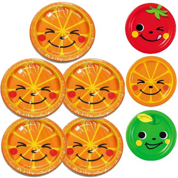Nippon Dexie KPH069DP Paper Plates, 8.7 inches (22 cm), Set of 6 x 5, 3 Assorted Colors, Disposable Plates, Made in Japan, Love Super Plate