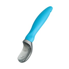 Restaurantware Comfy Grip 7.9 x 2 Inch Kitchen Ice Cream Scoop 1 Heavy-Duty Ice Cream Disher - Ergonomic PP Handle Dishwashable Blue Metal Ice Cream Spade With Lid Opener Notch Multi-Use