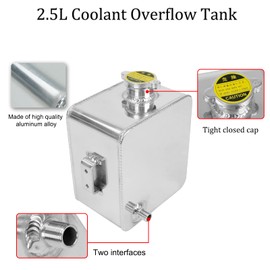 BLACKHORSE-RACING 2.5L Universal Aluminum Coolant Radiator Overflow Expansion Tank Reservoir Recovery Water Tank Bottle for Car Truck Boat (Silver)
