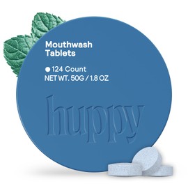 HUPPPY Mouthwash Tablets with Nano Hydroxyapatite - Refreshes Breath and Remineralizes Teeth - Hydroxyapatite Mouthwash Tabs Perfect for Travel - Nanohydroxyapatite Mouthwash, 124ct, Cool Mint Flavor