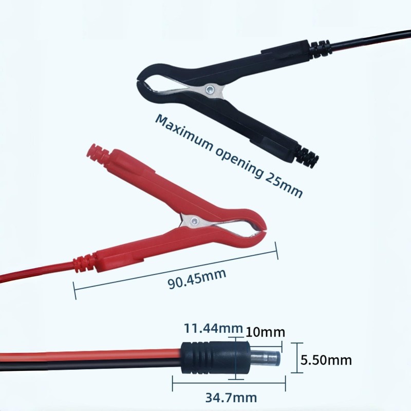 JASHALO DC5521 Battery Clamps - 12V Alligator Clips Power Cord