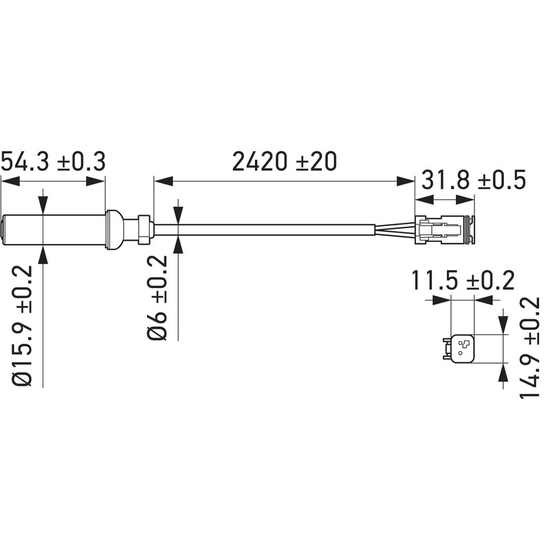 HELLA 6PU 230 048-311 Sensor Wheel Speed - 2-Pin Connector