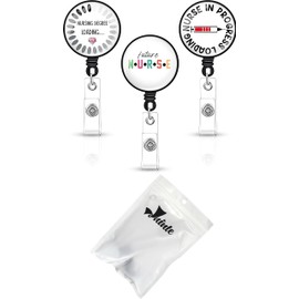 3 Pcs Nursing Student Badge Reel Nursing Student Essentials Nursing Degree Loading Nurse in Progress Loading Retractable Badge with Swivel Clip Future Nurse Badge for Nursing Student Christmas Gifts,