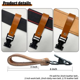 MELOTOUGH Leather Glove Clip Glove Holder Clip for Work Holder Glove Belt Clip Holder w/Alligator Clip for Construction（Orange Leather）