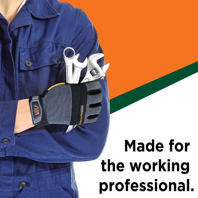 WOLF Mechanic All-purpose Stretchable Flex Grip Work Glove, Dexterity (1,