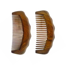Pack of 2 Sandalwood Combs, Handmade Sandalwood Comb, Antistatic Wooden Comb, Head Massage Comb, Coarse and Fine Teeth Combo Pack