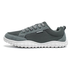 HOBIBEAR Women's Men's Wide Toe Box Trainers Zero Drop Non-Slip Sports Barefoot Shoes for Jogging Walking, gray, 42 EU wide