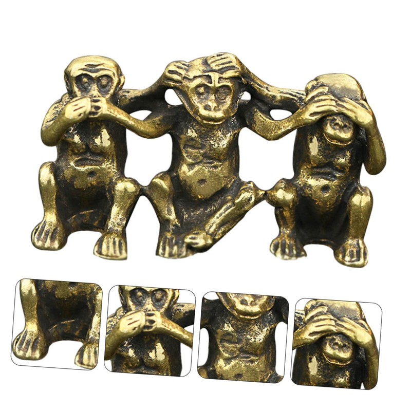 GRIRIW Pure Brass Ornament Office Table Decoration Charming Monkey Model