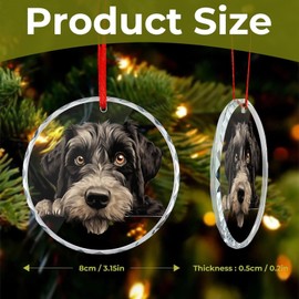 DecStic Christmas Glass Ornament Giant Schnauzer Dog Lying on The Floor Peeking Christmas Ornaments Vintage Dog Pet Lovers DIY Christmas Ornaments for Decorating Christmas Home 3 in