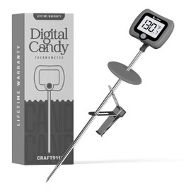 Digital Candy Thermometer with Pot Clip, 10" Long Stainless Steel Probe, Instant Read Kitchen Thermometer for Cooking, Baking, and Candy Making (Grey)