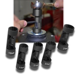 CTcar Nut Socket, Strut Socket Tool 5 Pieces 12 Point 1/2 Drive Strut Nut Socket 18mm 19mm 21mm 22mm 24mm Hex Key 6496 VM Number 3353 (5pcs)