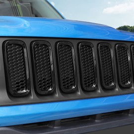 CheroCar para insertos de parrilla Renegade, cubierta de protección de rejilla delantera, ajuste para Jeep Renegade 2016-2018