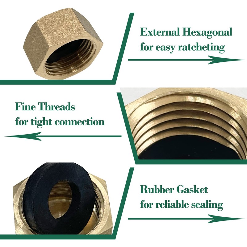 Sutekus Pipe Fitting Cap NPT Female Pipe Brass Fitting Hex
