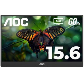AOC 16T10 Portable Monitor 15.6 Inch FHD 1920x1080, IPS Panel, USB Type C x2,Mini HDMI x1, Smart Cover Included (Renewed)