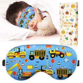 Miss Adola Sleep Mask for Kids - Cute Kawaii Cartoon Silk Sleeping Mask with Adjustable Strap Soft Smooth Light Eye Mask for Sleeping Silk Kids Eye Cover for Boys Girls Teens, BU Work Truck