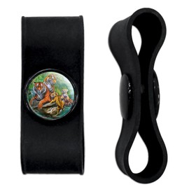 Bengal Tiger Family Headphone Earbud Cord Wrap - Charging Cable Manager - Wire Organizer Set of 2 - Black
