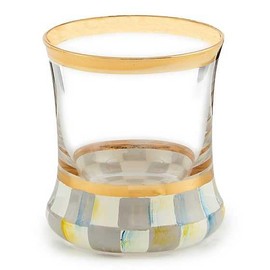 MACKENZIE-CHILDS Shot Glass, Cute Shot Glass for Drinking or Decor, Bar Accessories, Gray-and-White Sterling Check