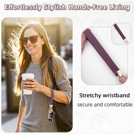 BydGxy Initial Keychain for Women Cute, Wristlet Bracelet with Keyring, Stretchy Keychain Strap, Car Accessories, Llaveros Para Mujer, Key Rings for Car Keys, Gift for Men & Women (Smoke Violet B)