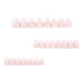 Gloss & Go 24 Reusable Artificial Fake Nail Set| Light Dark Peach Color With Bow Design Glossy Nails| Lightweight & Long Lasting| Quick Fix For Festivals & Special Occasions