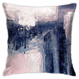 Pink And Navy Throw Pillow Covers 18"X18" Cozy Velvet Square Throw Pillowcases Home Decor For Bed Couch Sofa Living Room Cushion Cover