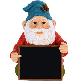 Mood Lab Garden Gnome with Chalkboard Sign - Funny Gnome Statue - 8.7 Inch Tall Lawn Figurine - for Outdoor & House Decor