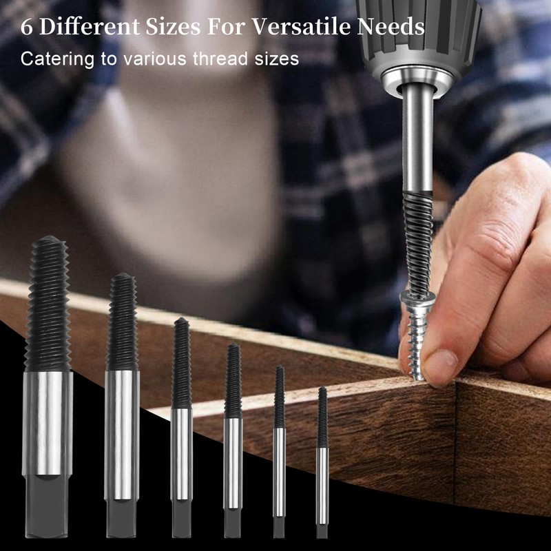 Damaged Screw Extractor Set, 6 Different Sized Screw Extractor, Easy