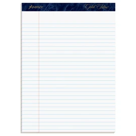 Ampad Gold Fibre Writing Pads, 8-1/2" x 11-3/4", Legal Rule, White Paper, 50 Sheets, 4 Pack (20-031R)