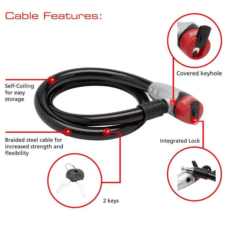 Burg-Wächter 15mm Bike Cable Lock - 80cm, Black