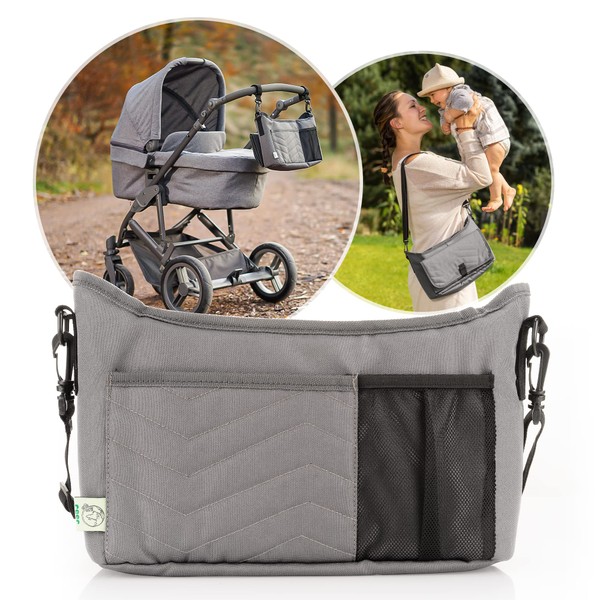 Reer Growing Pram Organiser with Changing Mat, Sustainable, Made from 7 Recycled PET Bottles (0.5L)