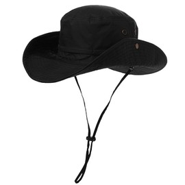Comhats Mens UPF 50 Sun Hat for Women Foldable Wide Brim Waterproof Safari Hat Fishing Hiking Walking Gardening Outdoor Aussie Outback Hat Windproof Black L/XL