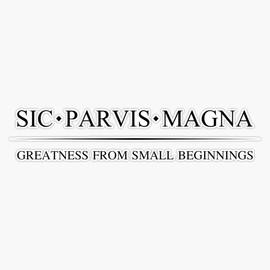 Sic Parvis Magna w/translation - Black Bumper Sticker Vinyl Decal 5 inches