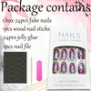 24PCS Silver Glitter Flower Press on Nails Medium Almond Fake