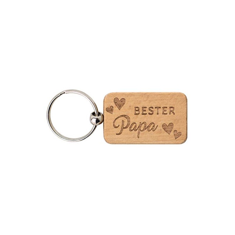 Keyring with engraving on both sides, wooden key ring for