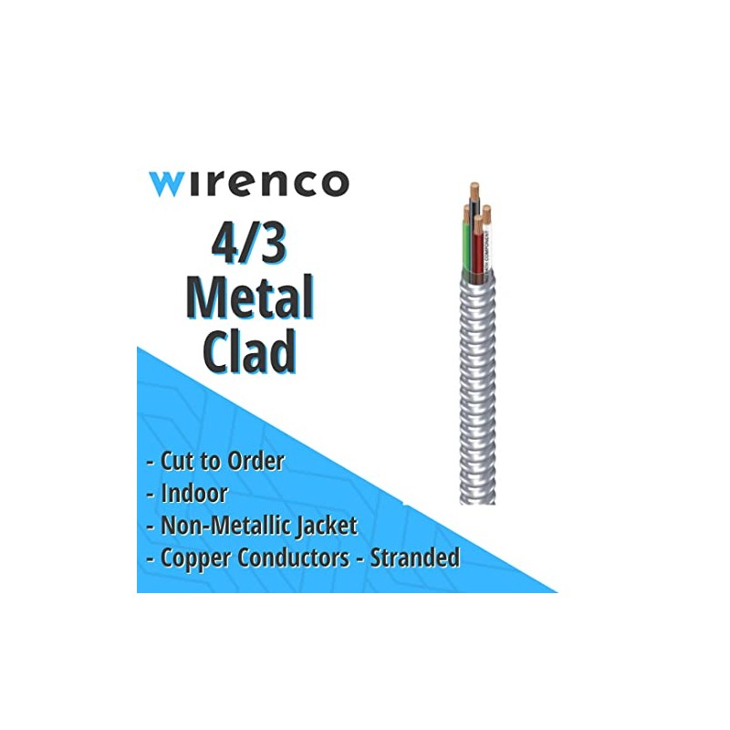 wirenco (Cut by The Foot) 4/3 Metal Clad (MC) Cable