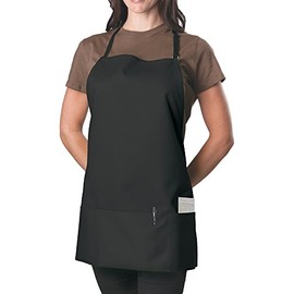 6 Pack - Coffee Adjustable Bib Apron - 3 Pocket