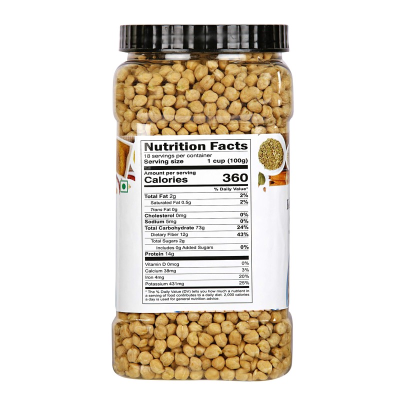 TAJ Premium Indian Kabuli Chana, Dried Garbanzo Beans, (3.5-Pounds Jar)