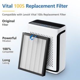 Vital 100S Replacement Filter Compatible with LEVOIT Vital 100S Air Purifier, 3-in-1 High-Efficiency H13 True HEPA and Activated Carbon Filter, 2 Pack Vital 100S-RF Filter White
