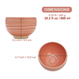 COTONOHA Kyoto Kiyomizu-yaki Earthenware Matcha Bowl - Rokuro Suji – 20.2 fl oz Charming Form, Lead-Free, Gift Box Included - Ideal for Tea and Café au Lait Made in Japan (Sakura)